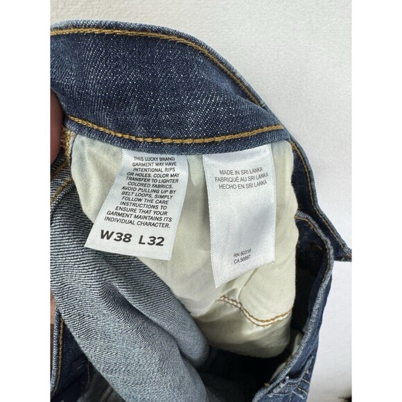 Lucky Brand 121 Slim Straight Jeans Mens 38x32 Blue Denim Dark Wash Stretch - Picture 6 of 11